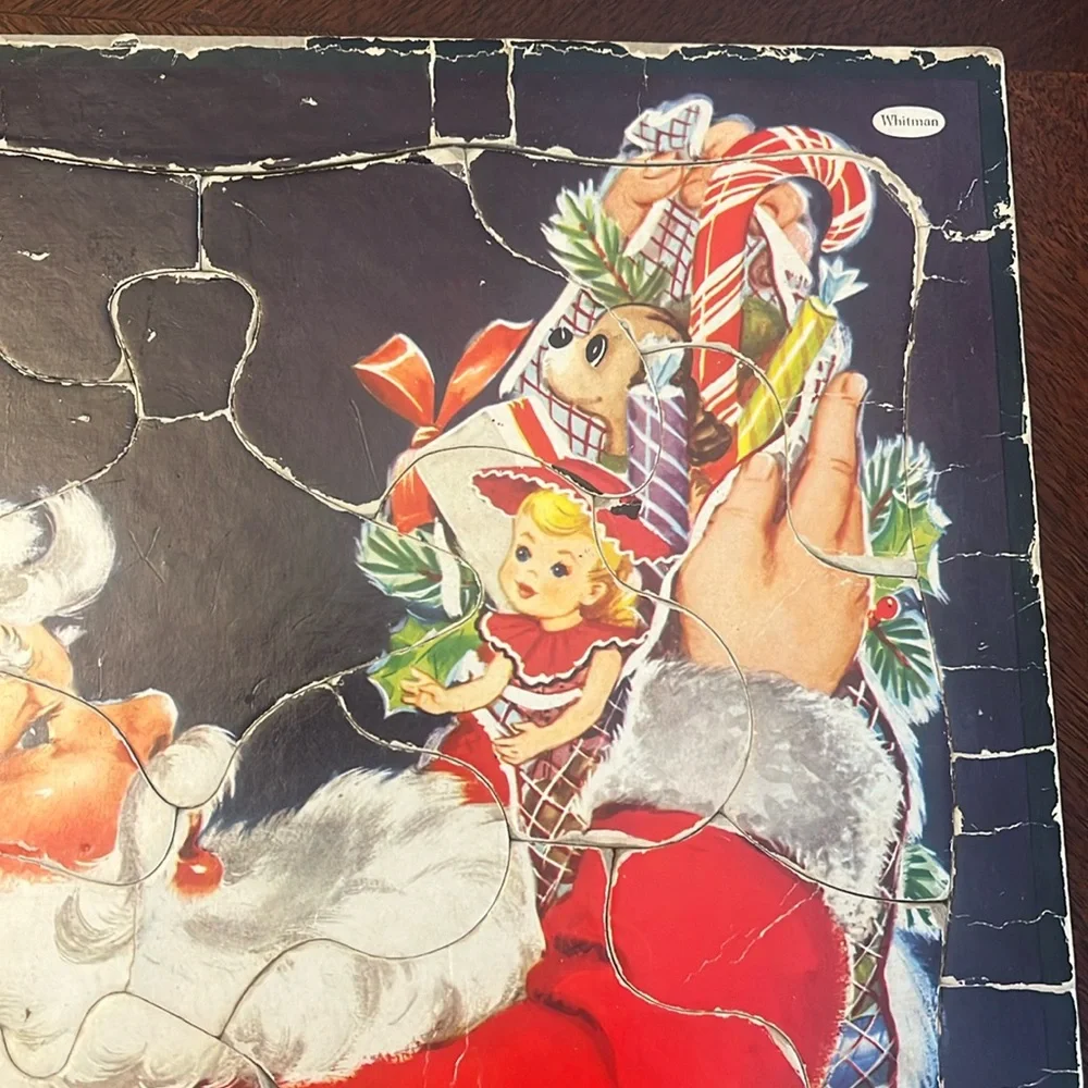Vintage 1957 Santa Tray Puzzle. Whitman Publishing; Florence Sarah Winship
